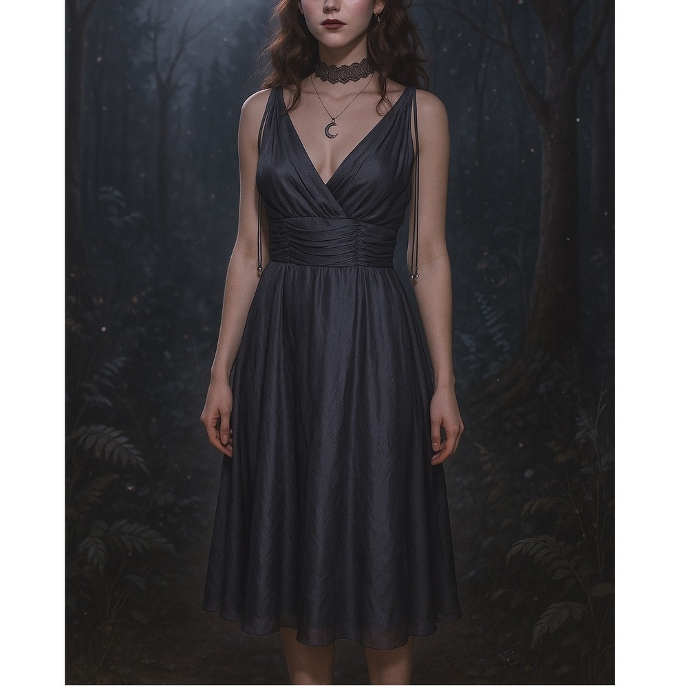 Patra Y2K VNeck Sleeveless Midi Dress Womens Size 8 Whimisigoth Fairy Iridescent